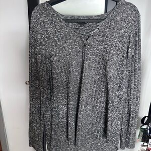 Rock & Republic Charcoal Lace-Up Long Sleeve Top